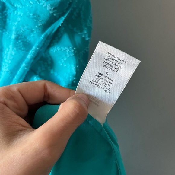 Alice & Olivia Silk-Cotton Tie-Waist Wrap Turquoise Dress - 8 - Picture 7 of 15